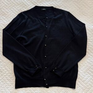 J. Crew Black Crewneck Wool Cardigan